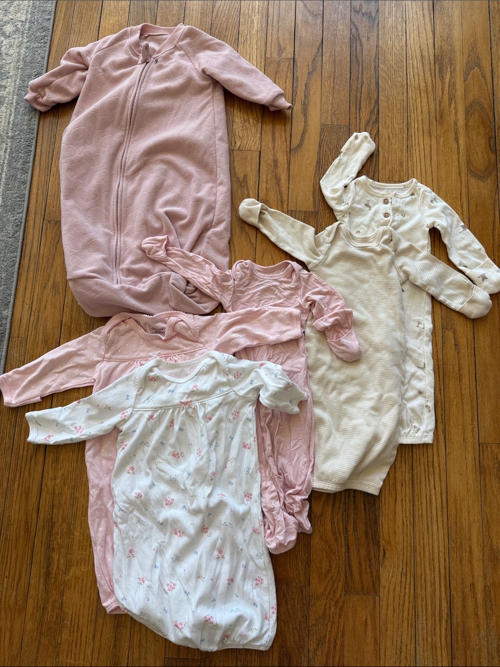 Mixed Baby Sleepwear Bundle - Pink & Cream Sleepsacks. Newborn-3months